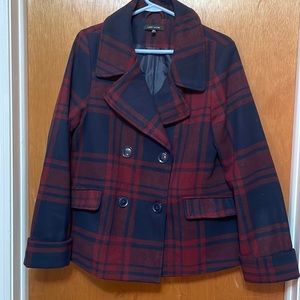Women’s Wool Plaid Lines Peacoat